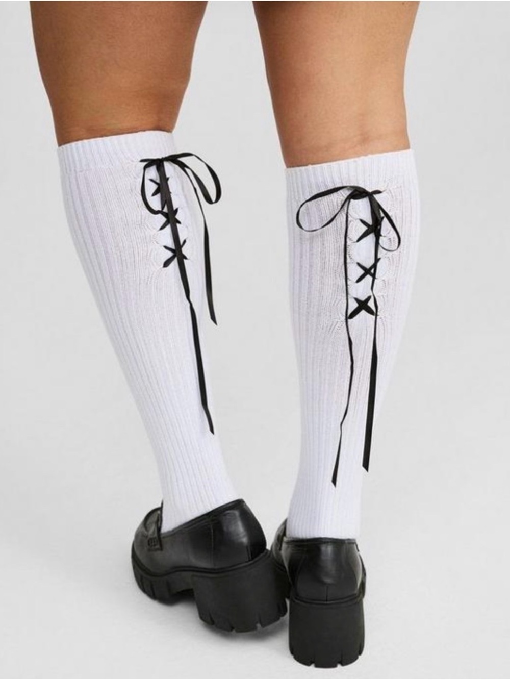 Torrid Lace-Up Butter Soft Knee-High Socks Size 10-13 (Fits Shoe Size)